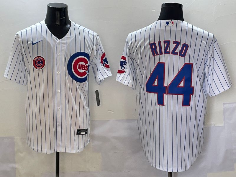 Men Chicago Cubs 44 Rizzo White Stripe Game 2025 Nike MLB Jersey style 5